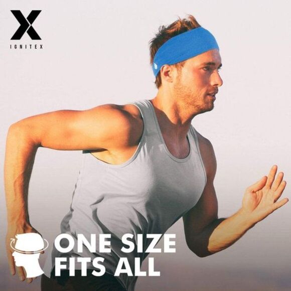 NEW IGNITEX Sports & Workout Sweat Head Band Cool Blue - Picture 2 of 10